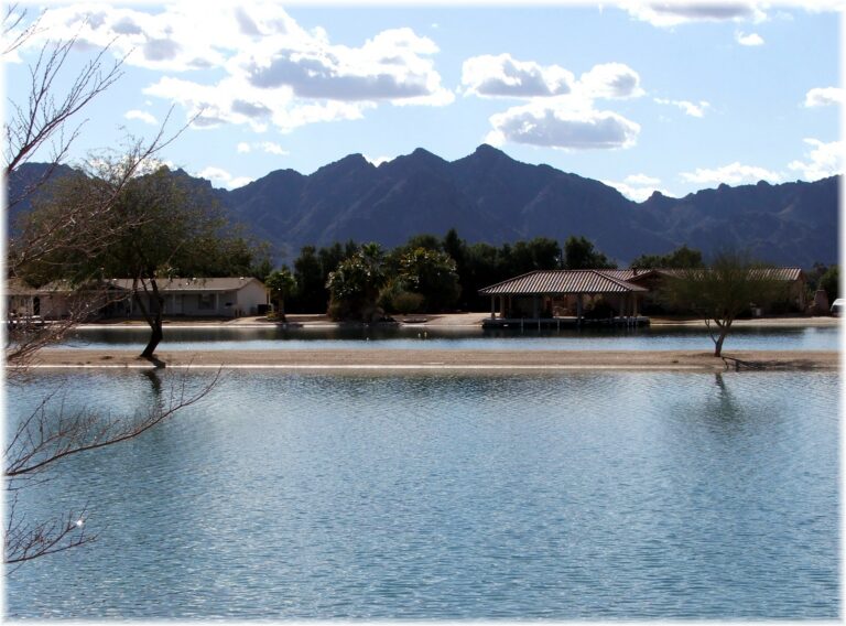 Lakeside with mountain back ground