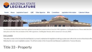 Arizona Revised Statutes for HOIAs